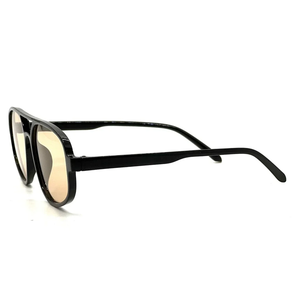 Fashion Men's Aviator Sunglasses Black Frame Brown Tinted Lenses Style Gafas New